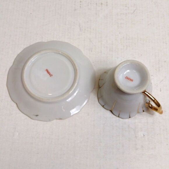 Vintage Bone China‎ Demitasse Cup & Saucer White & Gold Japan - Picture 4 of 8